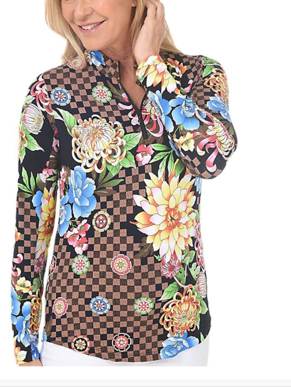 NEW Gottex Mock Neck Sun Shirt Talita Expresso Women's Shirt Size XL
